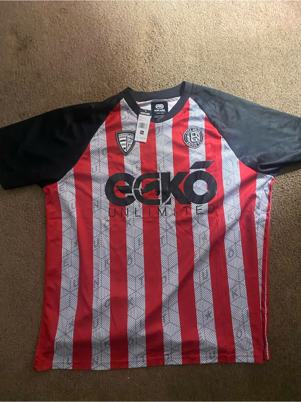 Ecko Unlimited Red and White Striped Men’s Jersey